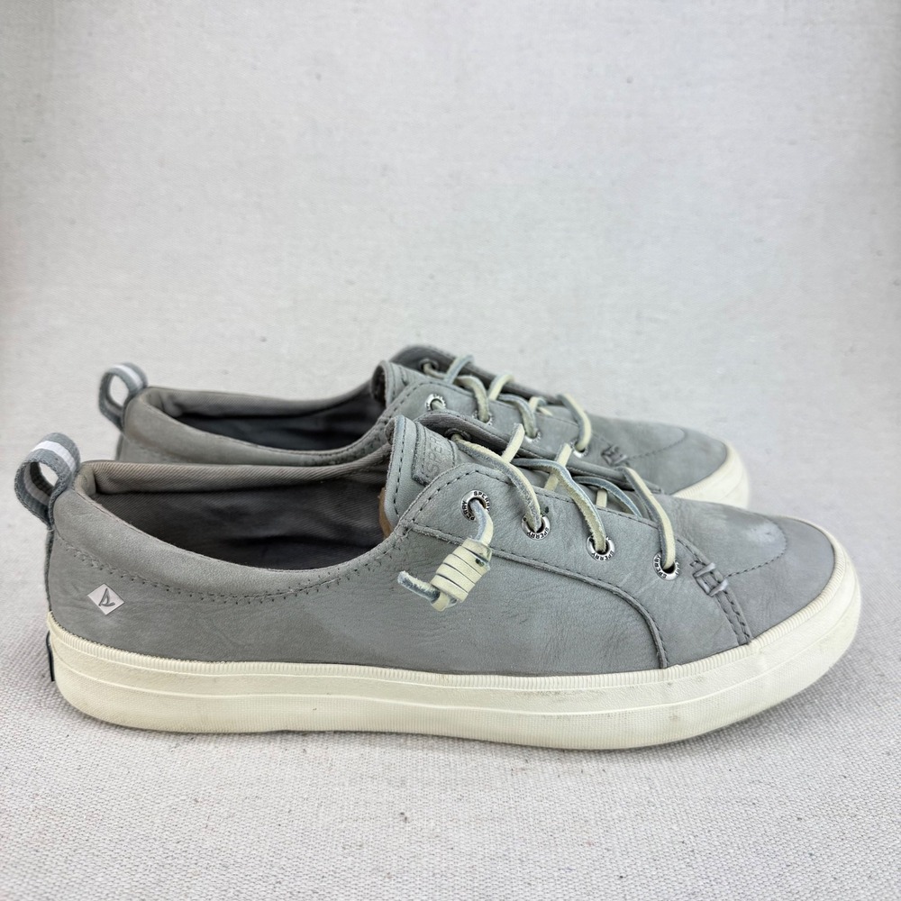 Sperry Crest Vibe Grey Nubuck Leather Sneakers Womens 8.5 STS82398 Boat Shoes - Picture 8 of 13